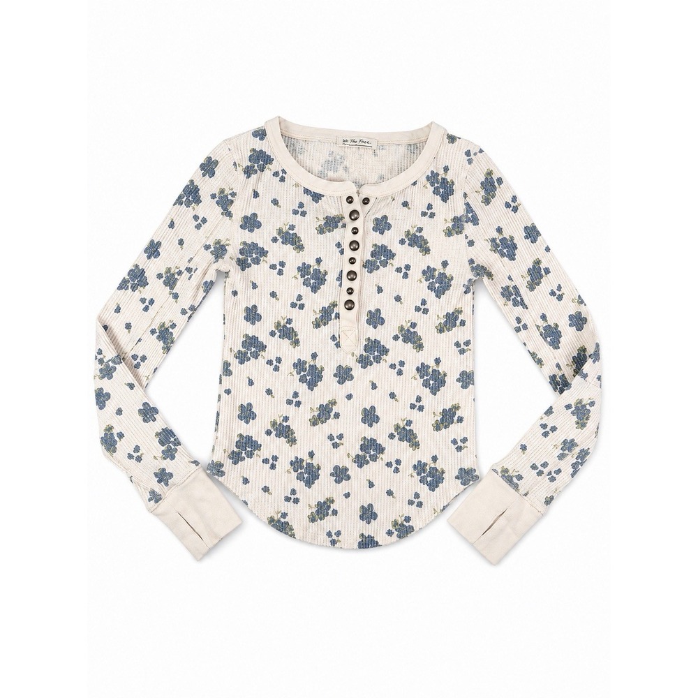 We The Free Free People Everest Floral Thermal Henley Long Sleeve Top